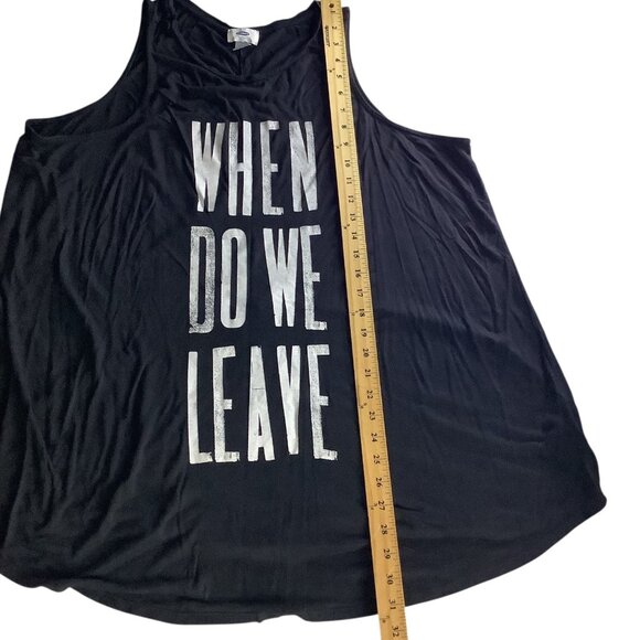 Old Navy Womens Black Graphic Tank Top 3X Plus When Do We Leave Print - Picture 7 of 12